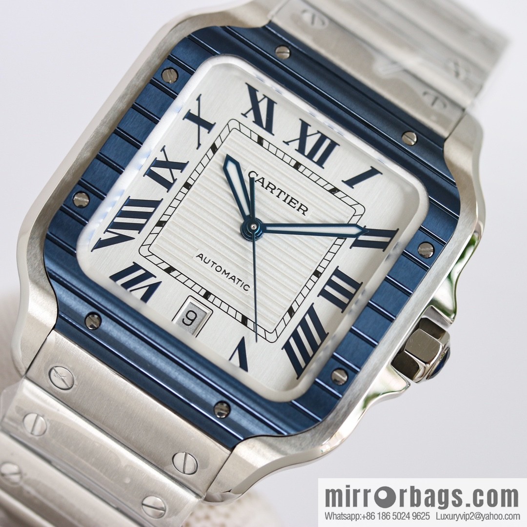 New GF Santos Tape Blue PVD Plated Bezel MIYOTA9015 Self-winding Movement