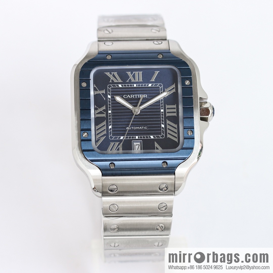 New GF Santos Tape Blue PVD Plated Bezel MIYOTA9015 Self-winding Movement