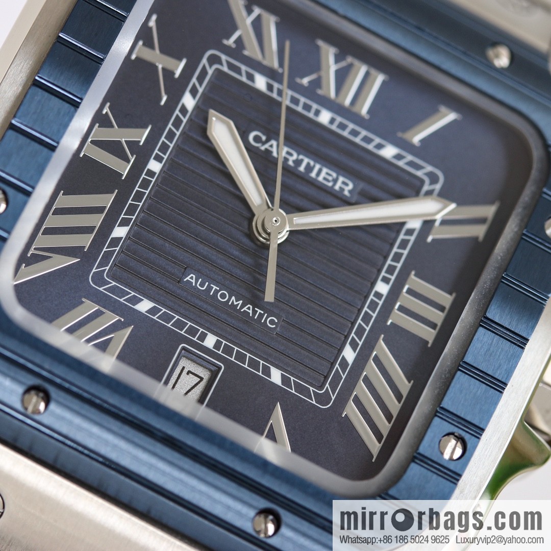 New GF Santos Tape Blue PVD Plated Bezel MIYOTA9015 Self-winding Movement