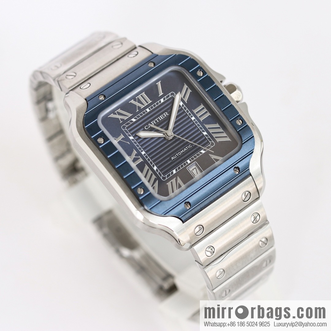 New GF Santos Tape Blue PVD Plated Bezel MIYOTA9015 Self-winding Movement