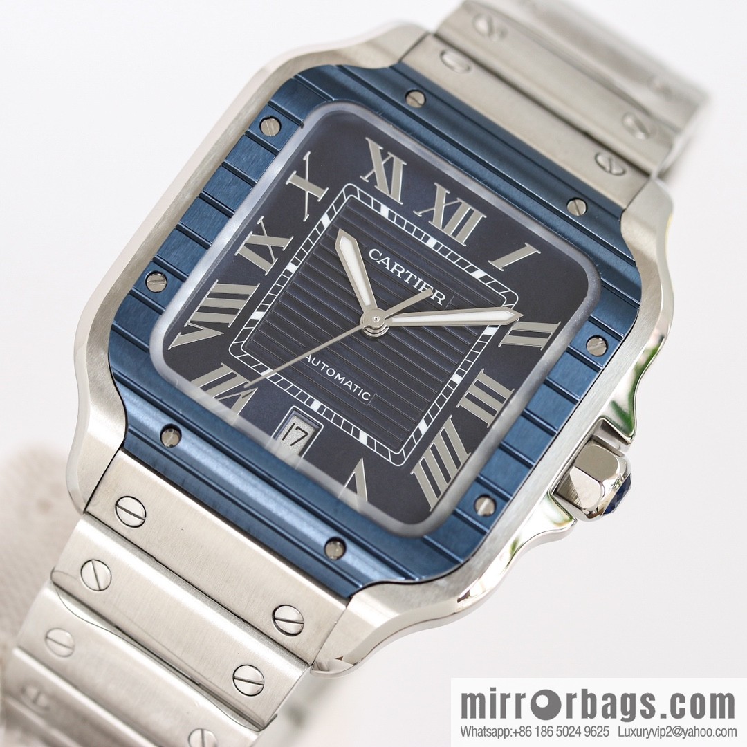 New GF Santos Tape Blue PVD Plated Bezel MIYOTA9015 Self-winding Movement