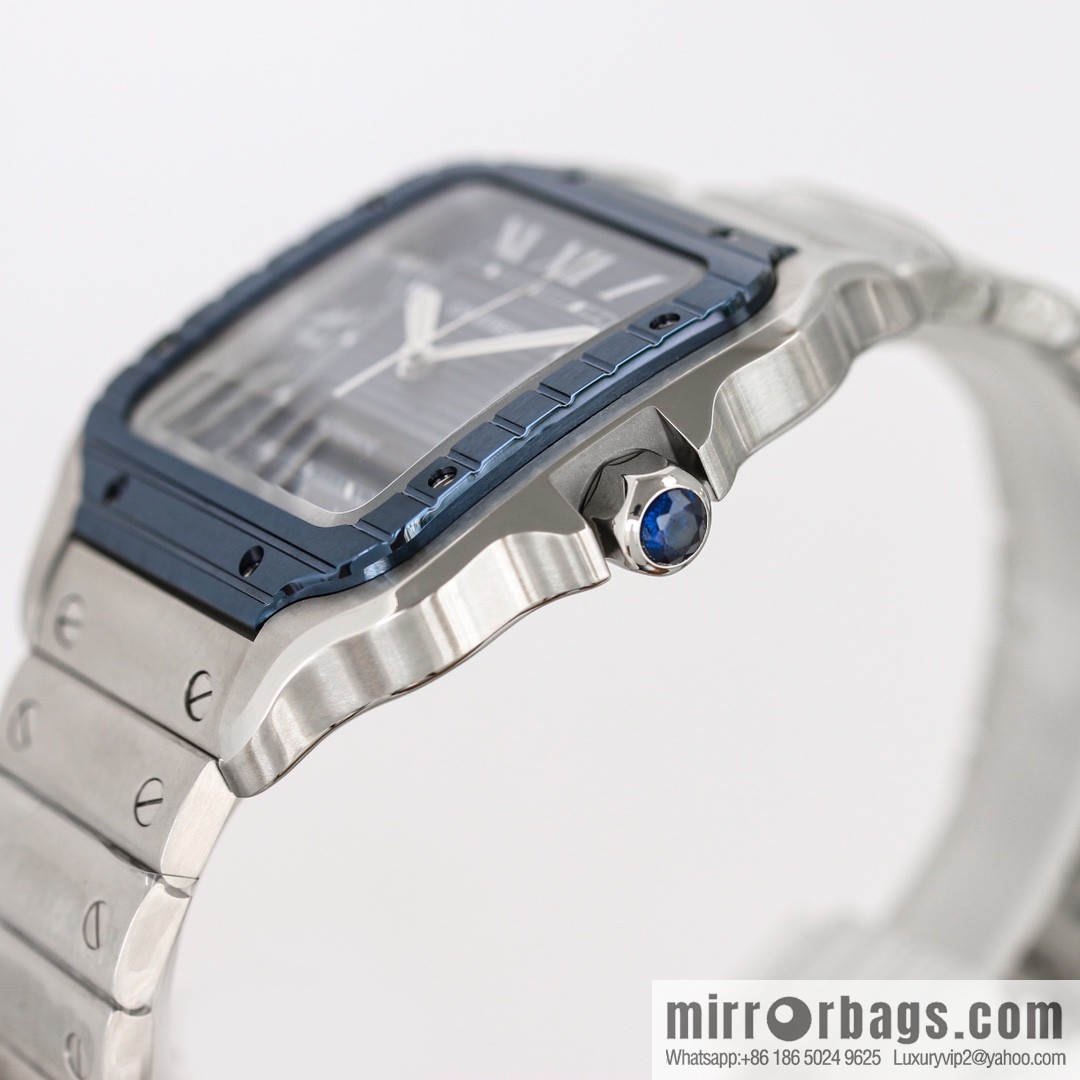 New GF Santos Tape Blue PVD Plated Bezel MIYOTA9015 Self-winding Movement