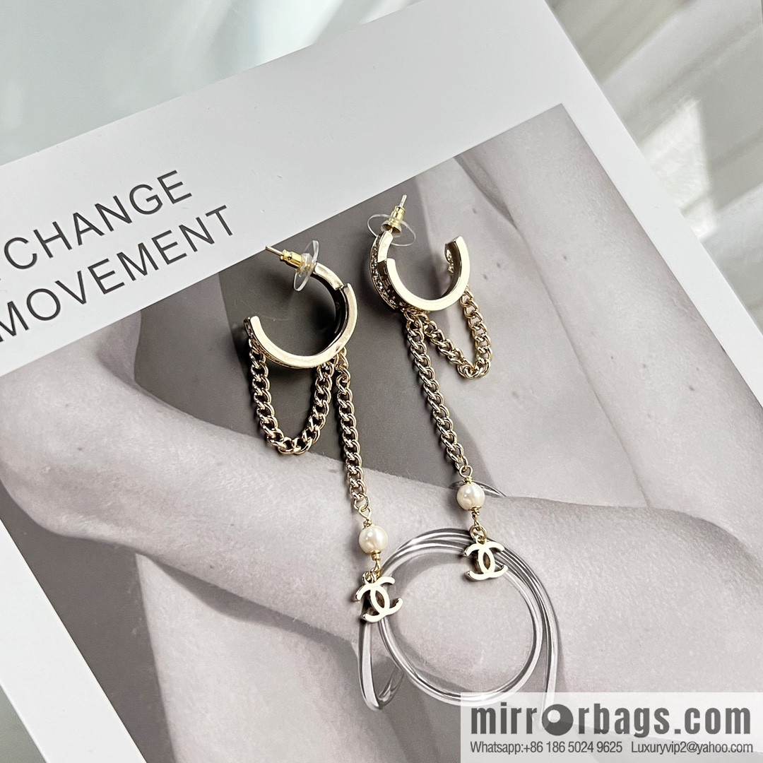 New ☑️ CHANEL Chanel double c fringed pearl stud earrings