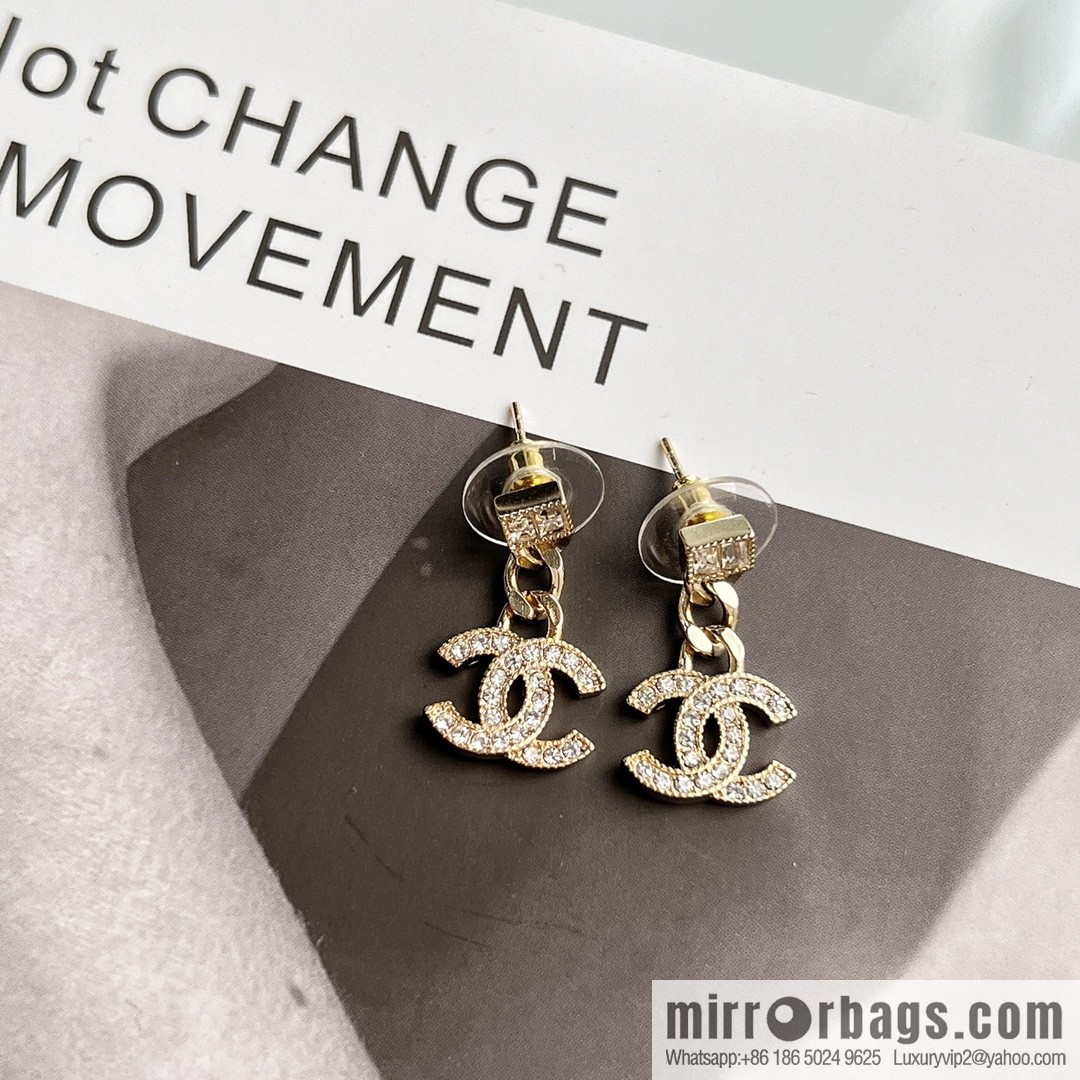New ☑️ CHANEL Chanel C2 double c full diamond stud earrings