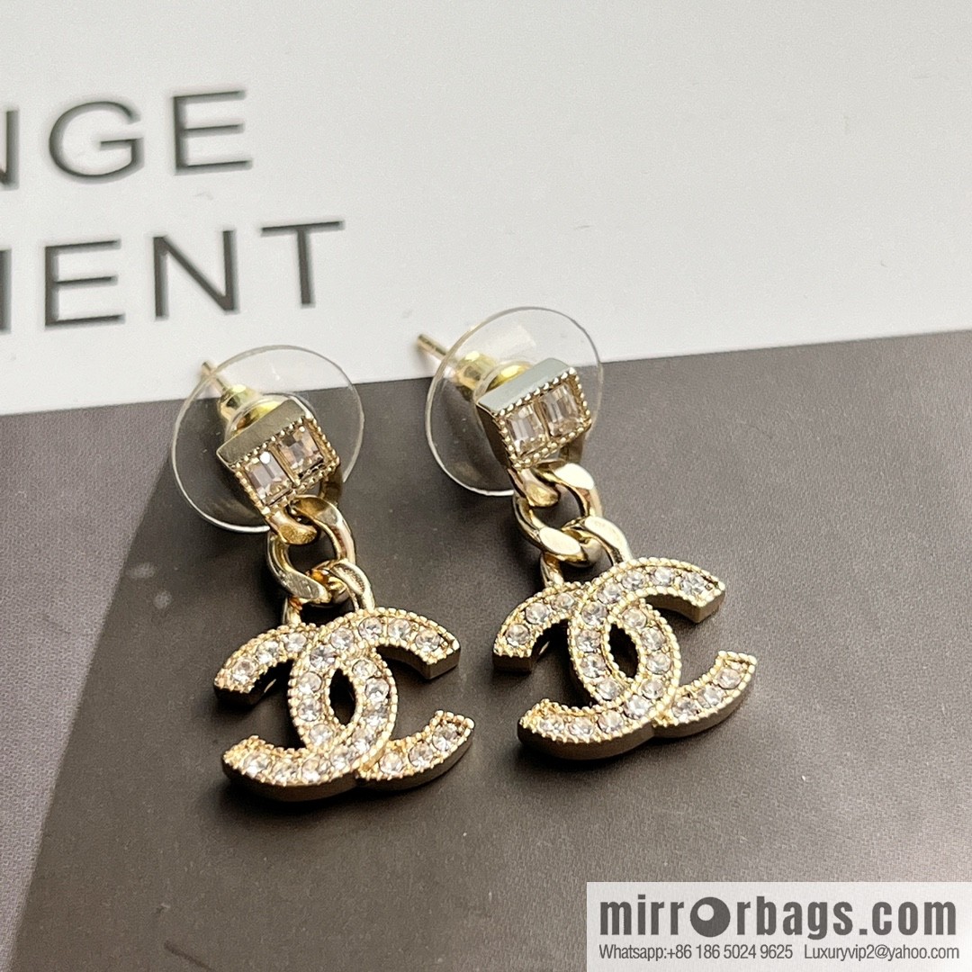 New ☑️ CHANEL Chanel C2 double c full diamond stud earrings