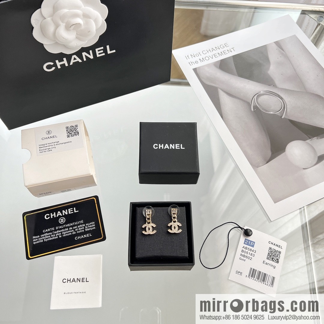 New ☑️ CHANEL Chanel C2 double c full diamond stud earrings