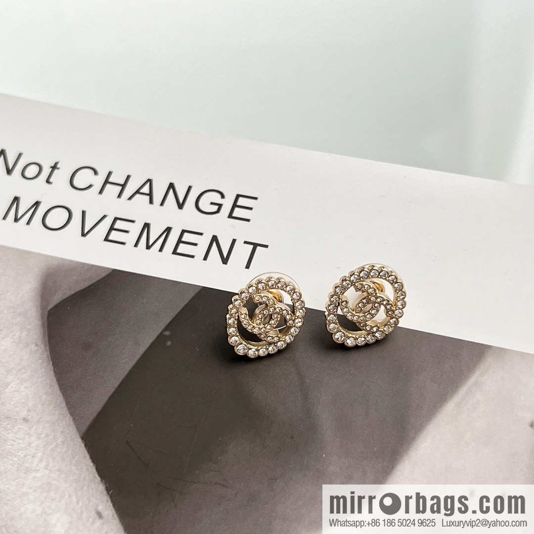 New ☑️ CHANEL Chanel double c full diamond oval stud earrings