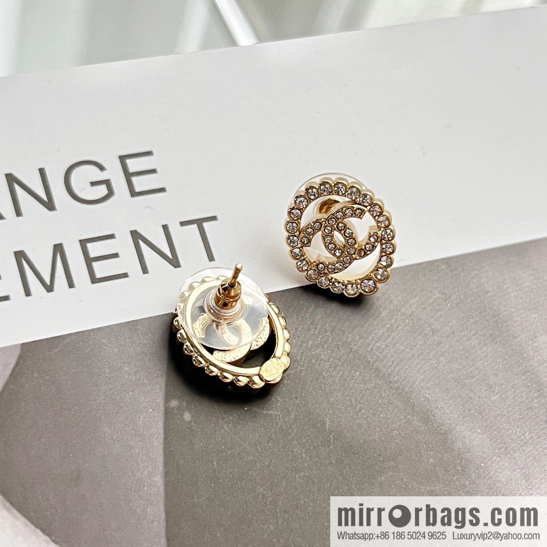 New ☑️ CHANEL Chanel double c full diamond oval stud earrings
