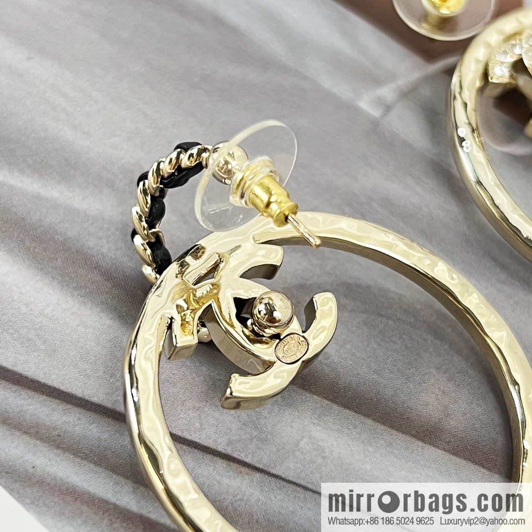 New ☑️ CHANEL Chanel C2 gold double c round stud earrings