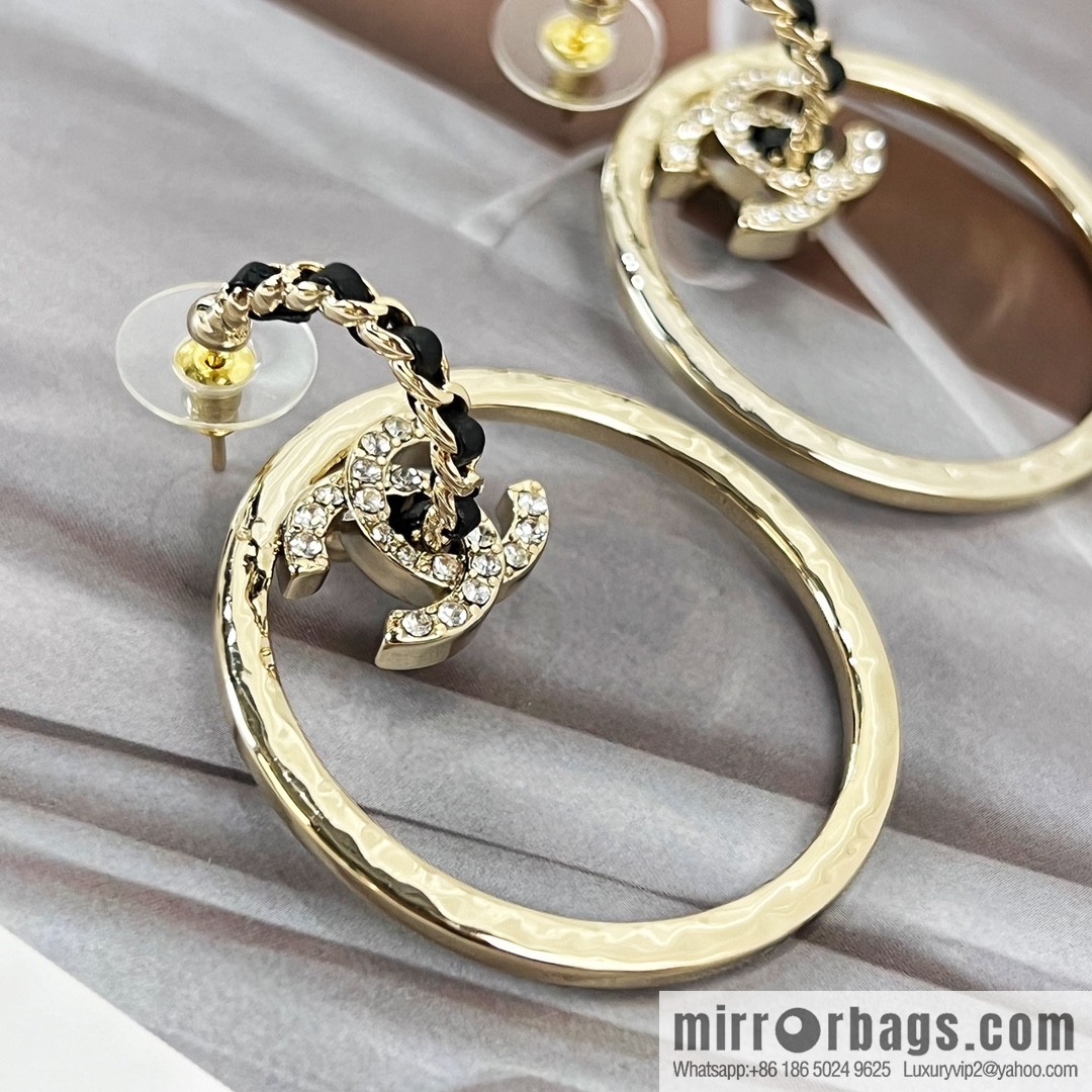 New ☑️ CHANEL Chanel C2 gold double c round stud earrings