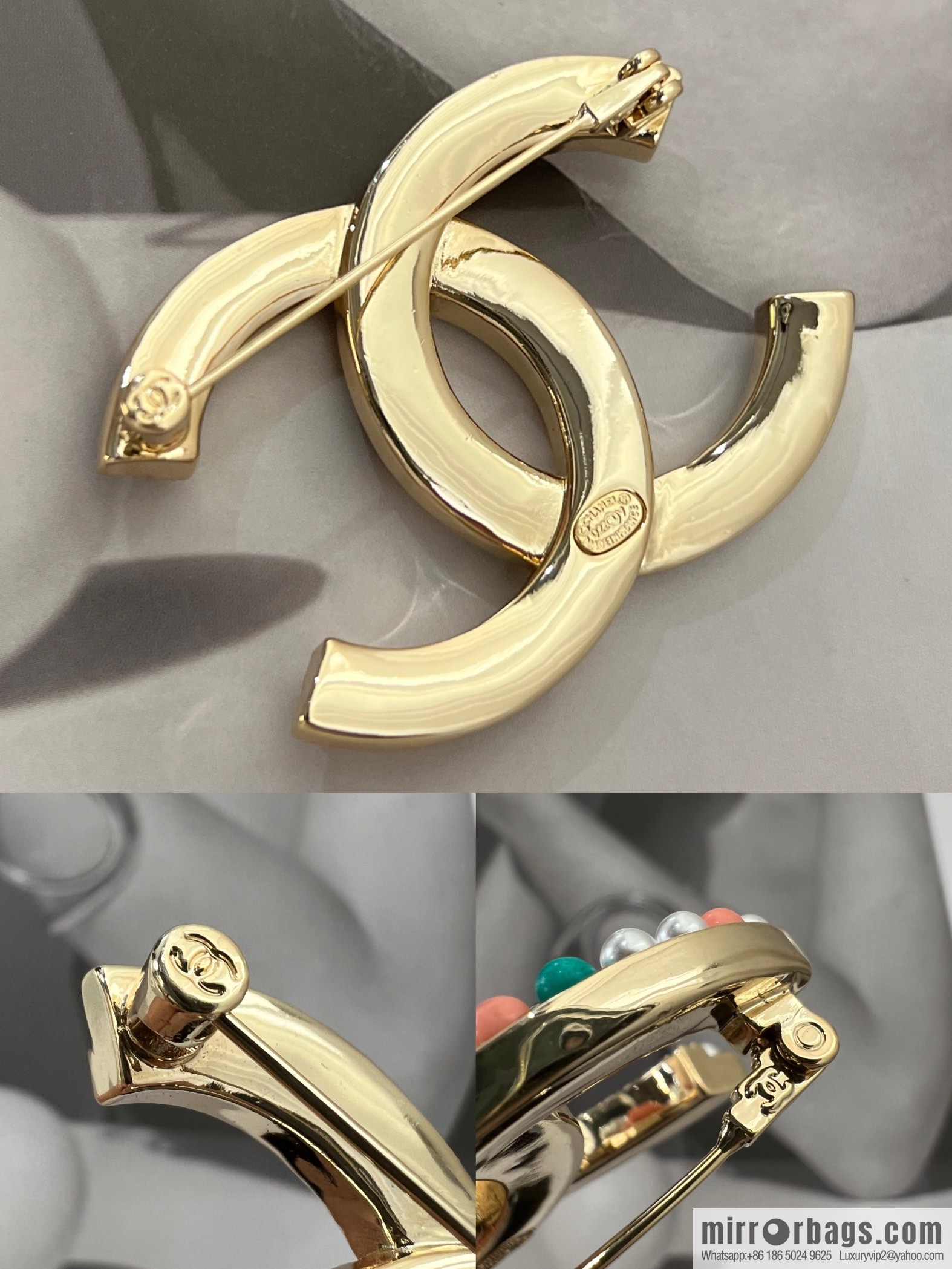 New ☑️ Chanel Chanel double c colored pearl brooch