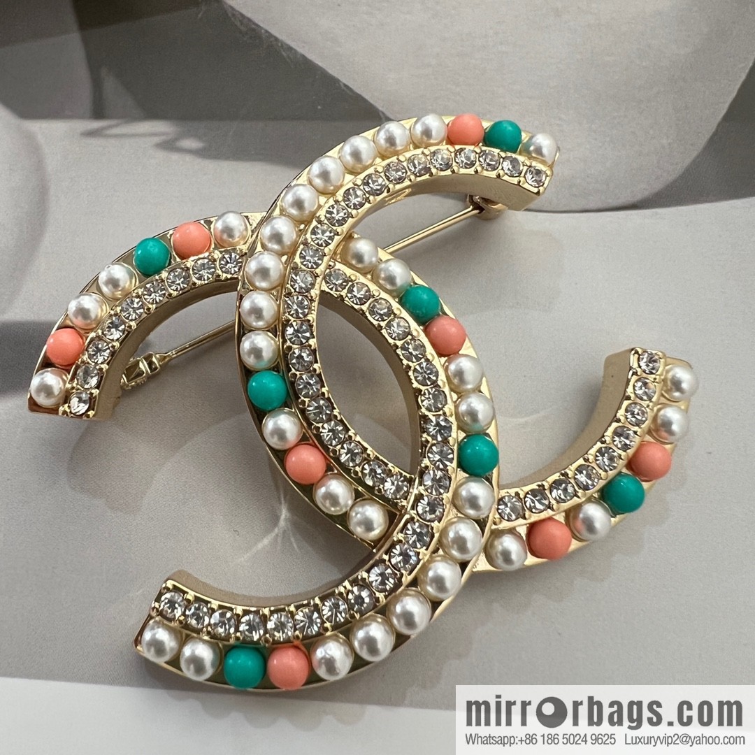 New ☑️ Chanel Chanel double c colored pearl brooch