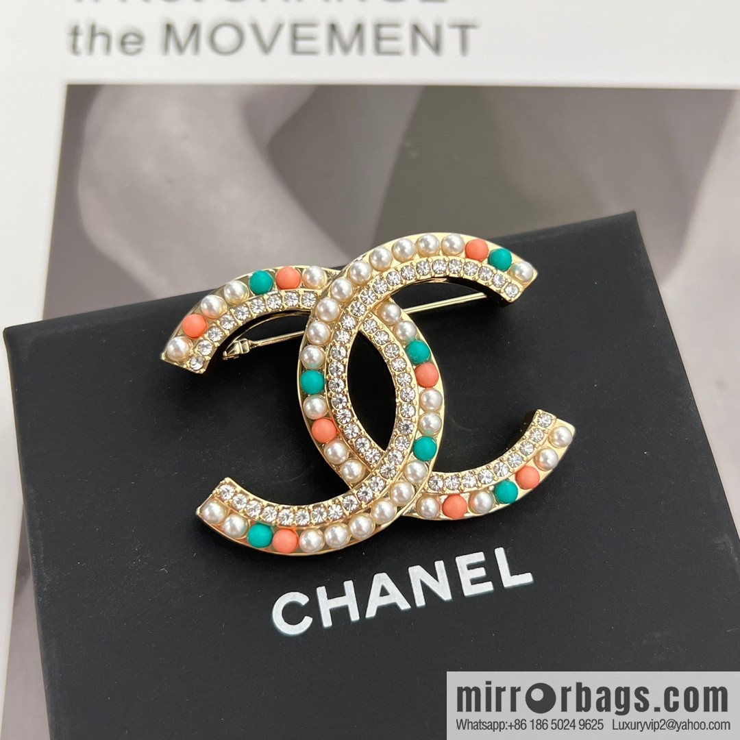 New ☑️ Chanel Chanel double c colored pearl brooch