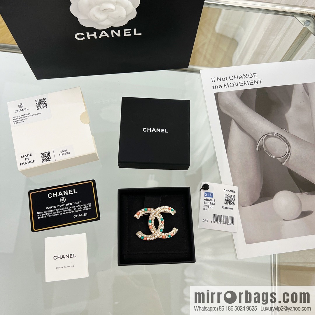 New ☑️ Chanel Chanel double c colored pearl brooch