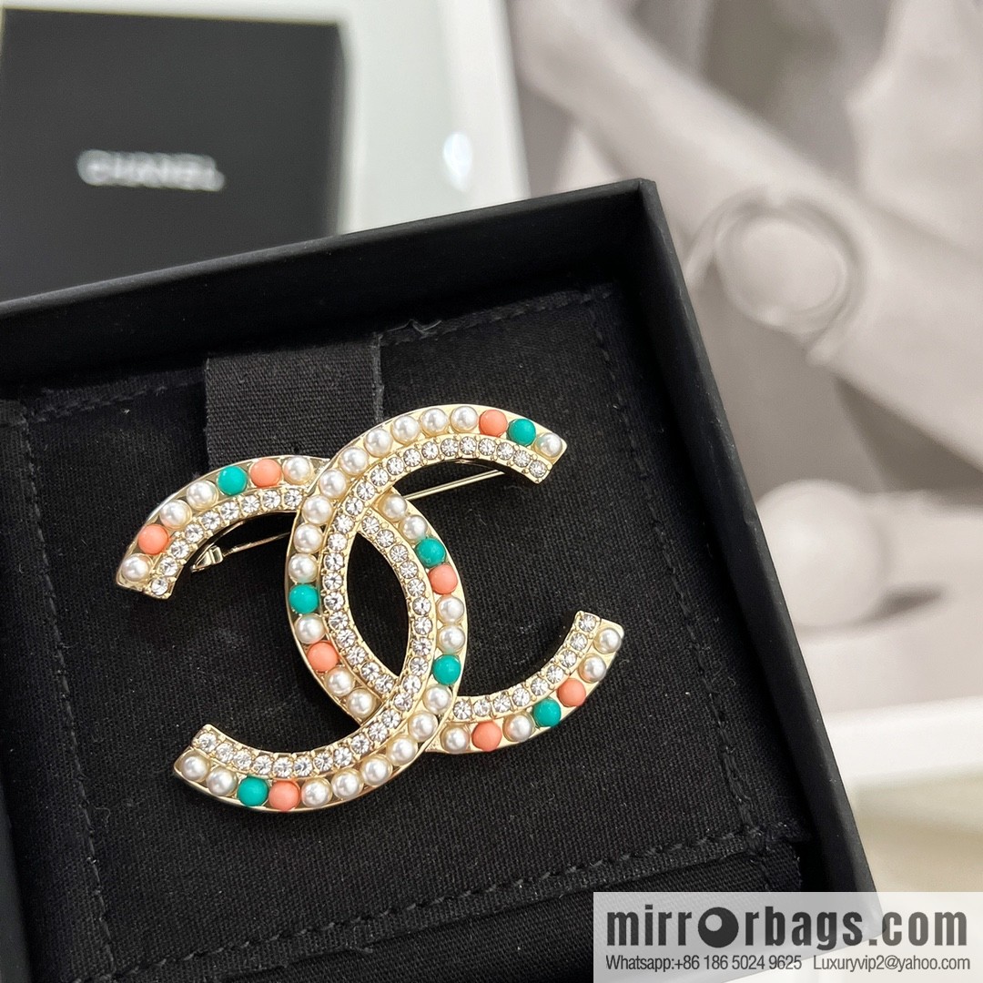New ☑️ Chanel Chanel double c colored pearl brooch