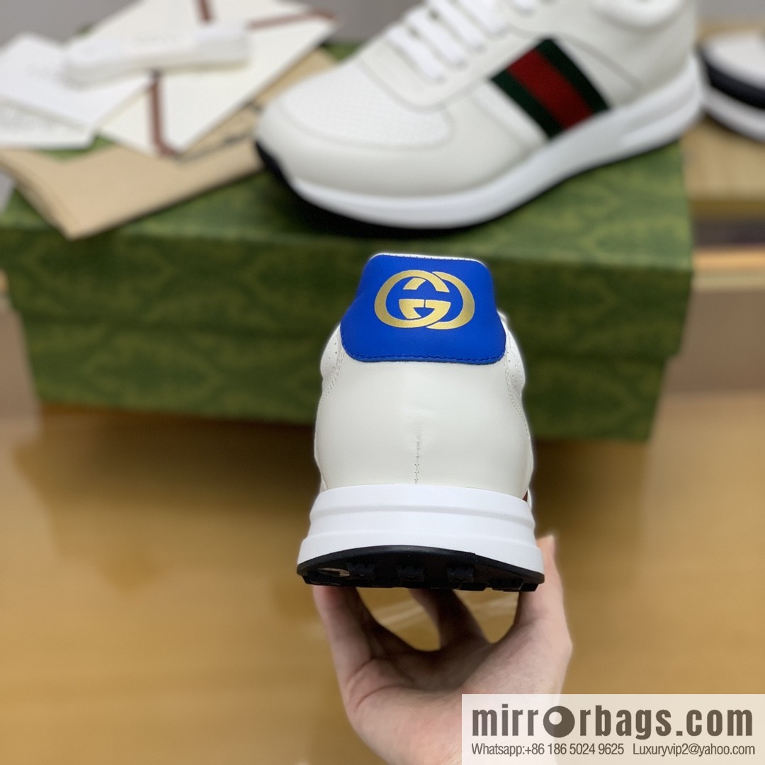 Gucci Gucci uses leather red and green webbing men's sports running shoes