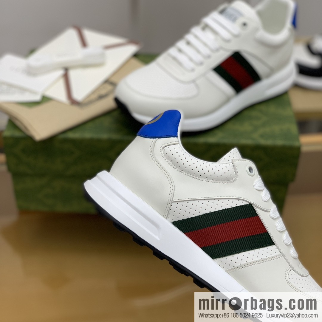 Gucci Gucci uses leather red and green webbing men's sports running shoes