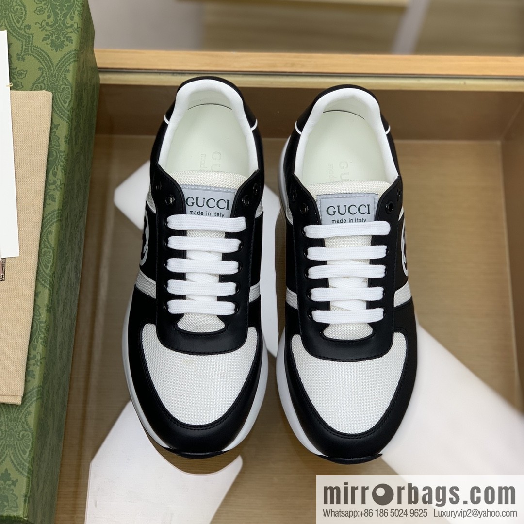 Gucci Gucci uses black and white color matching men's sports running shoes
