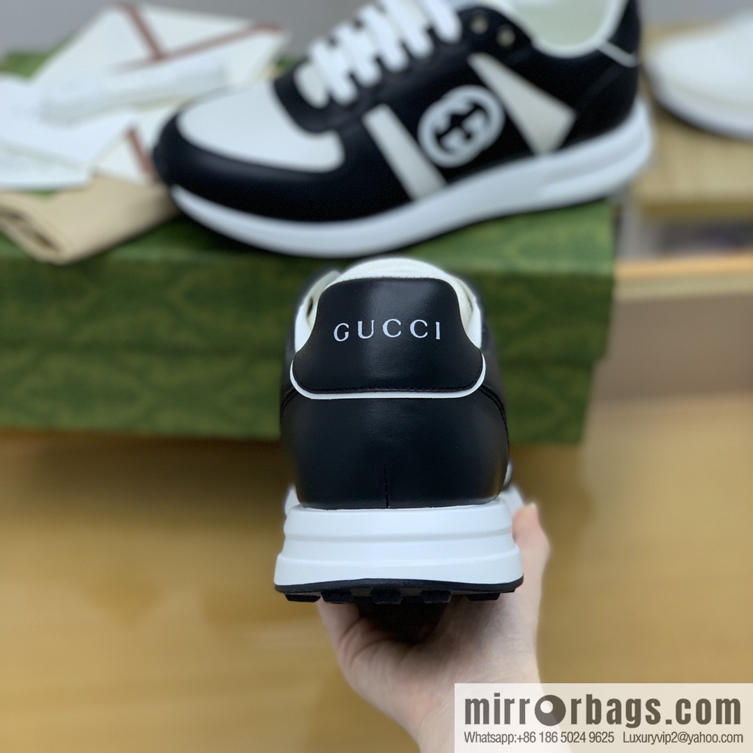 Gucci Gucci uses black and white color matching men's sports running shoes