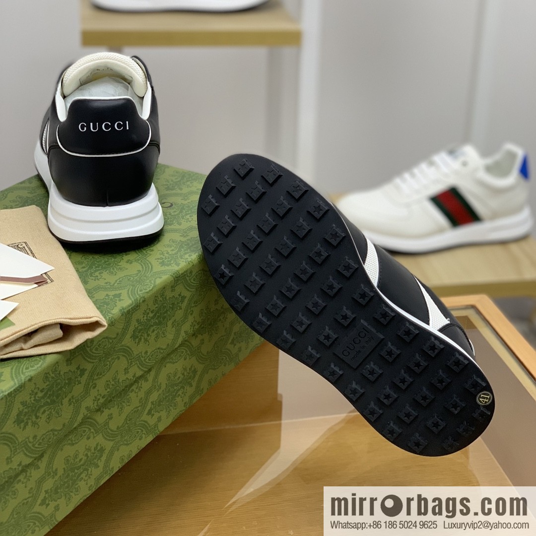 Gucci Gucci uses black and white color matching men's sports running shoes