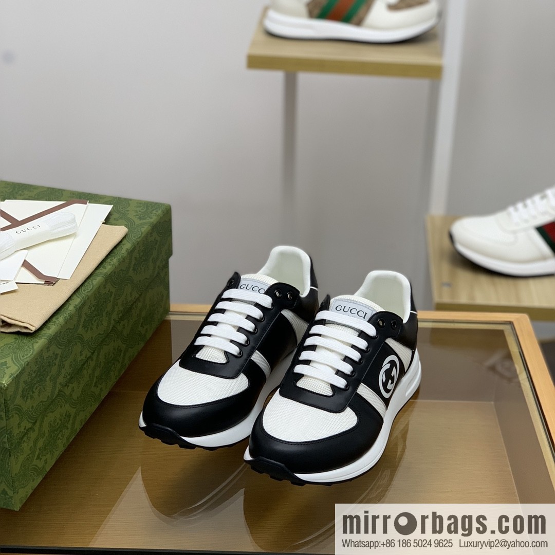 Gucci Gucci uses black and white color matching men's sports running shoes