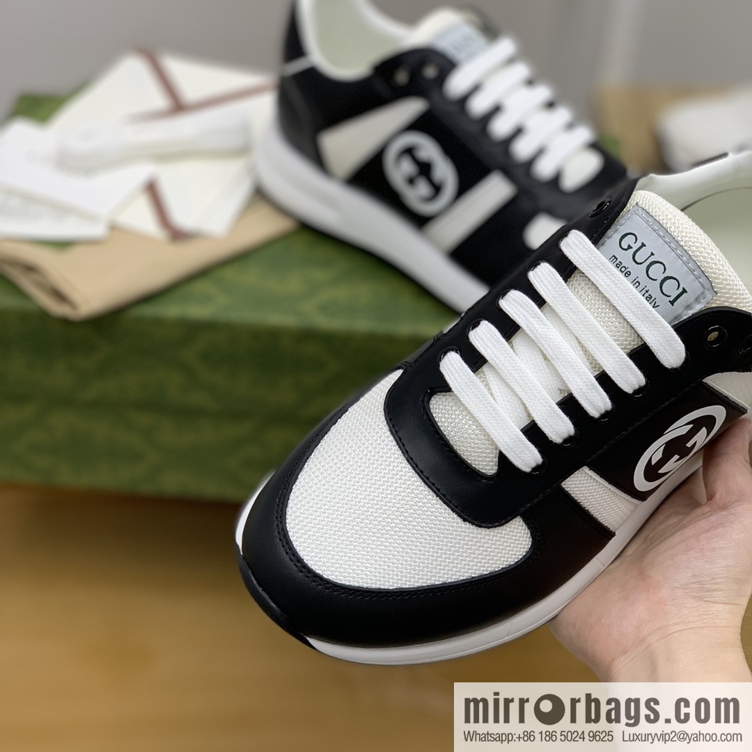 Gucci Gucci uses black and white color matching men's sports running shoes