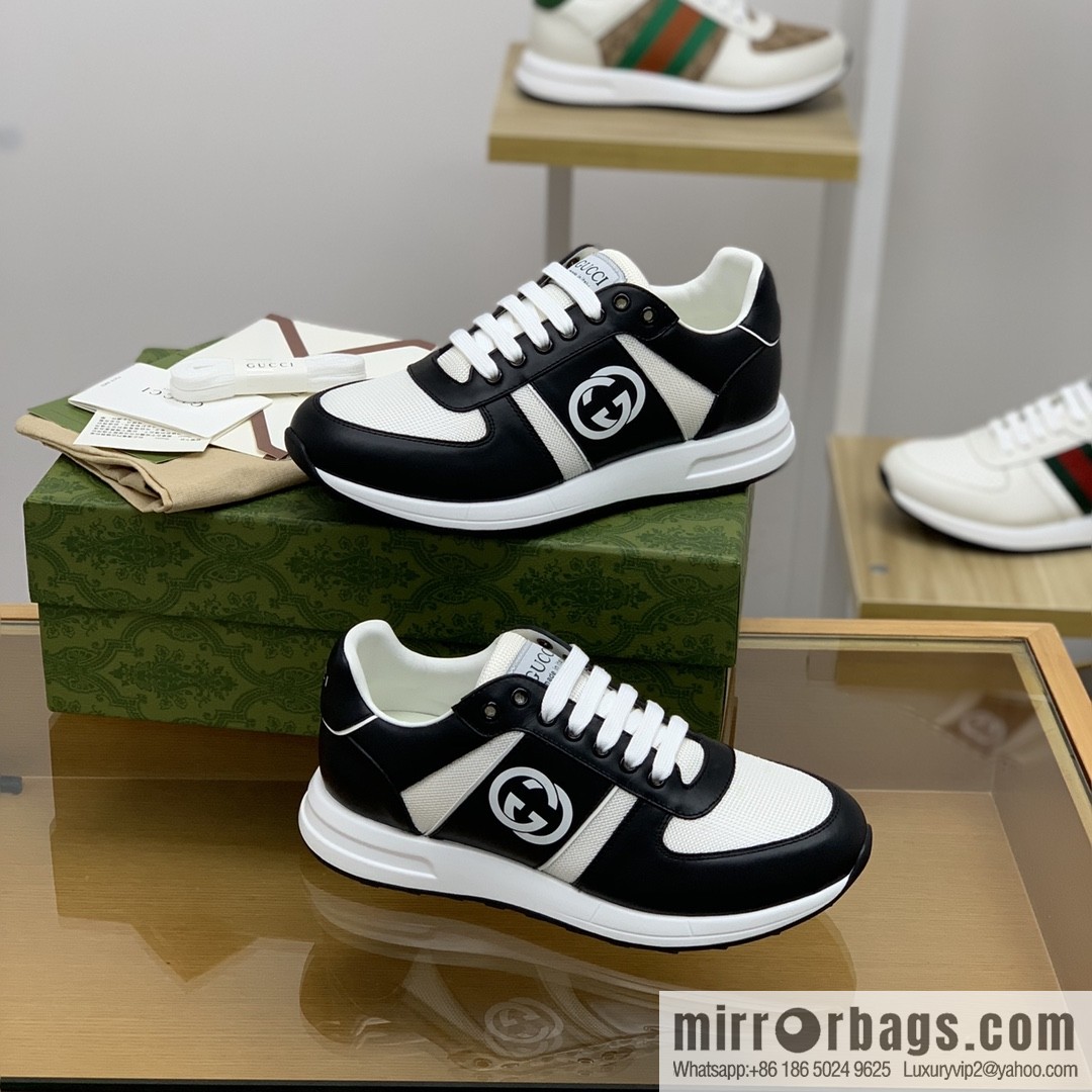 Gucci Gucci uses black and white color matching men's sports running shoes