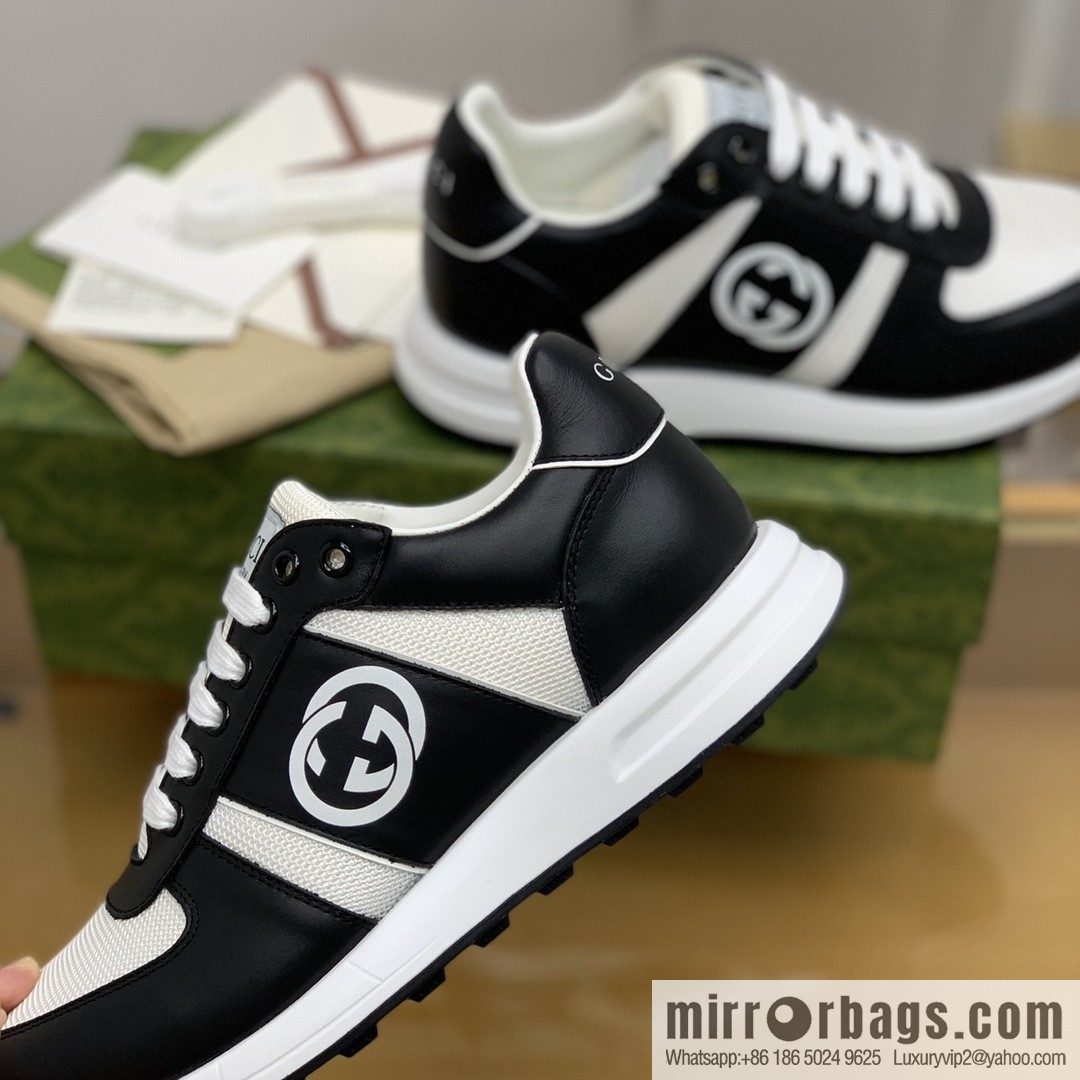 Gucci Gucci uses black and white color matching men's sports running shoes