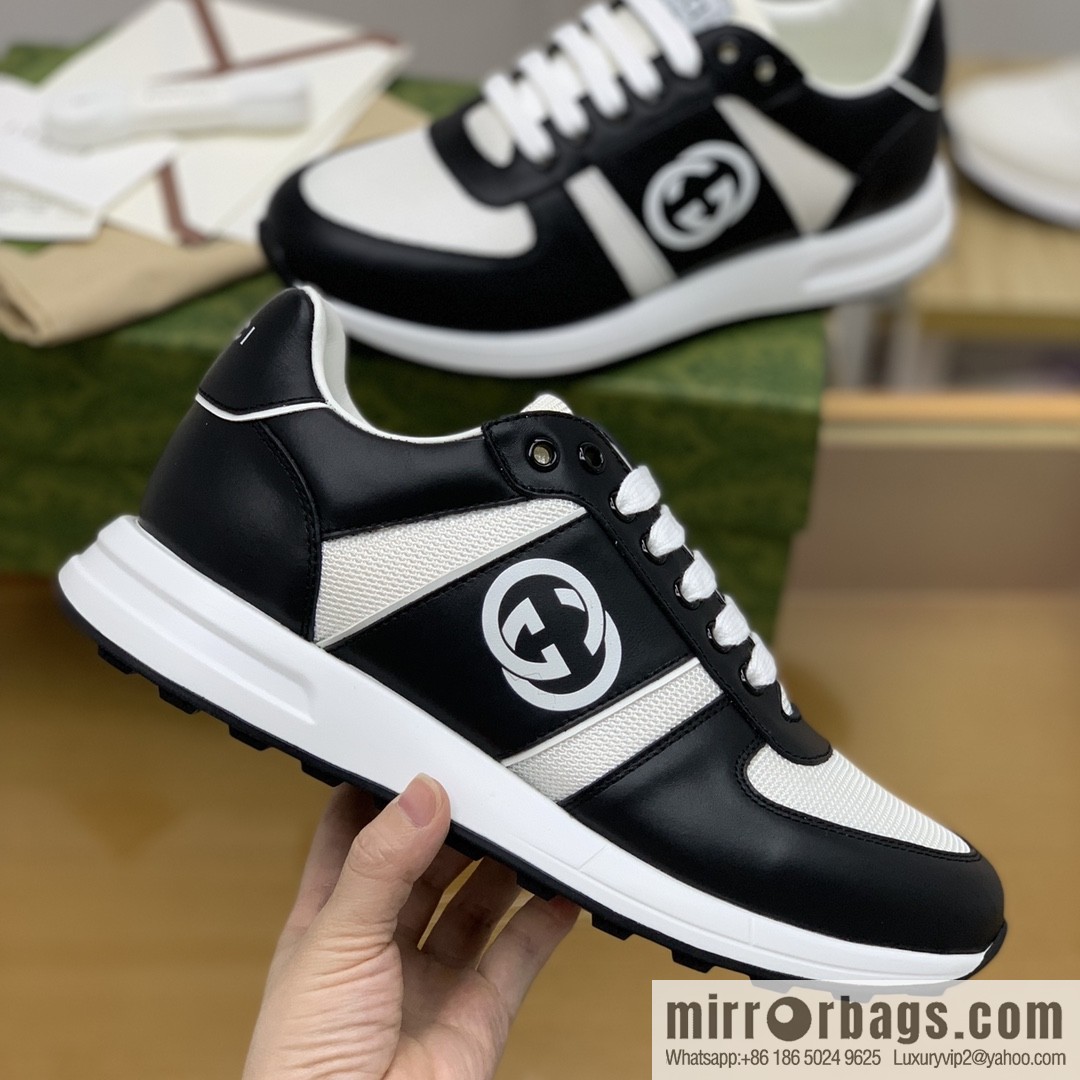 Gucci Gucci uses black and white color matching men's sports running shoes
