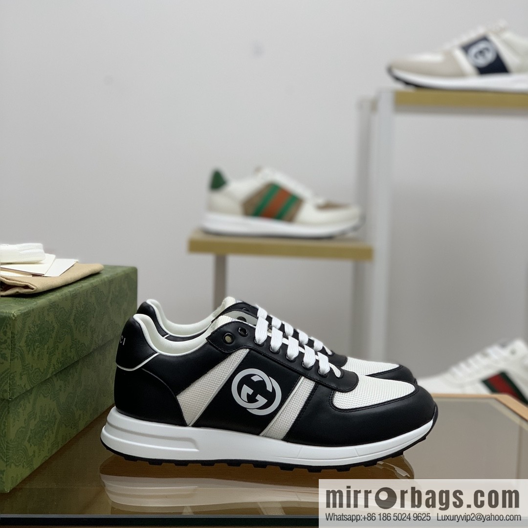 Gucci Gucci uses black and white color matching men's sports running shoes