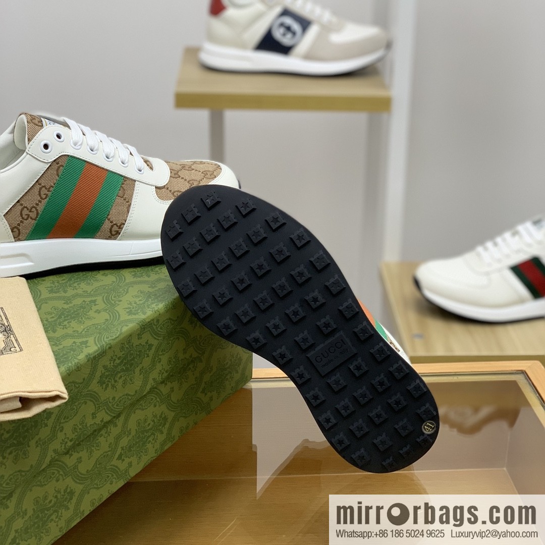 Gucci Gucci men's sports running shoes with red and green webbing