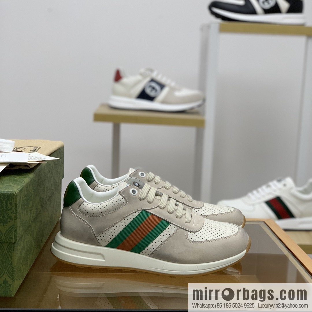 Gucci Gucci men's sports running shoes with red and green webbing