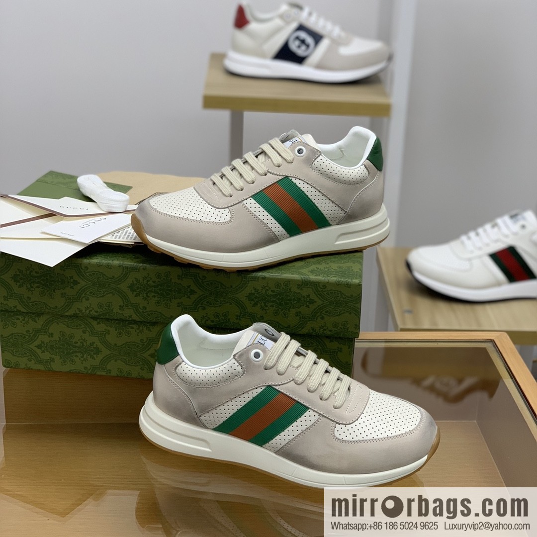 Gucci Gucci men's sports running shoes with red and green webbing