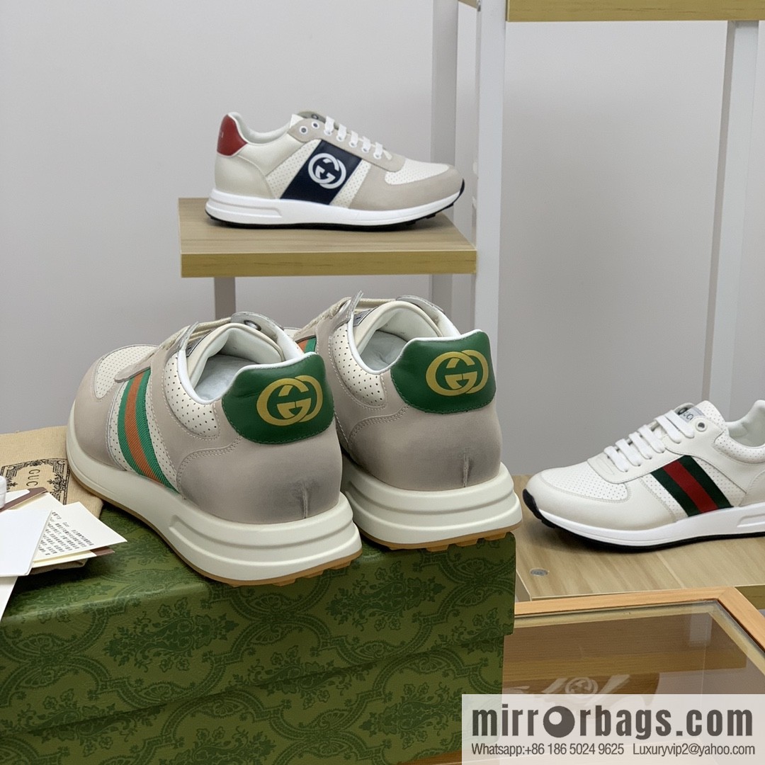 Gucci Gucci men's sports running shoes with red and green webbing