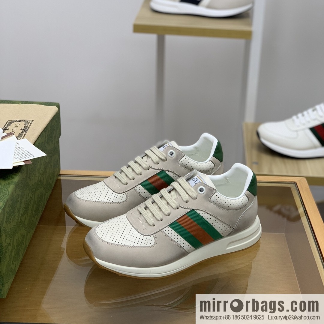Gucci Gucci men's sports running shoes with red and green webbing