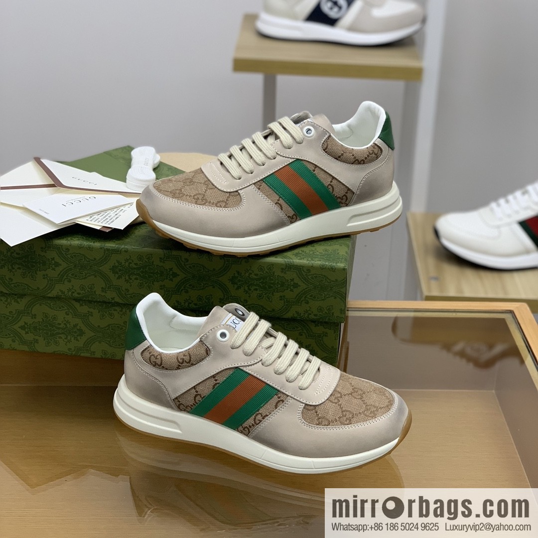 Gucci Gucci men's sports running shoes with red and green webbing