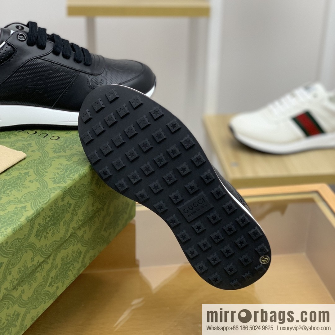 Gucci Gucci uses black letter embossed men's sports running shoes