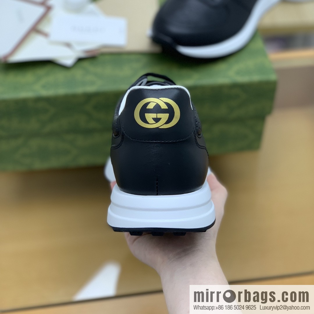 Gucci Gucci uses black letter embossed men's sports running shoes