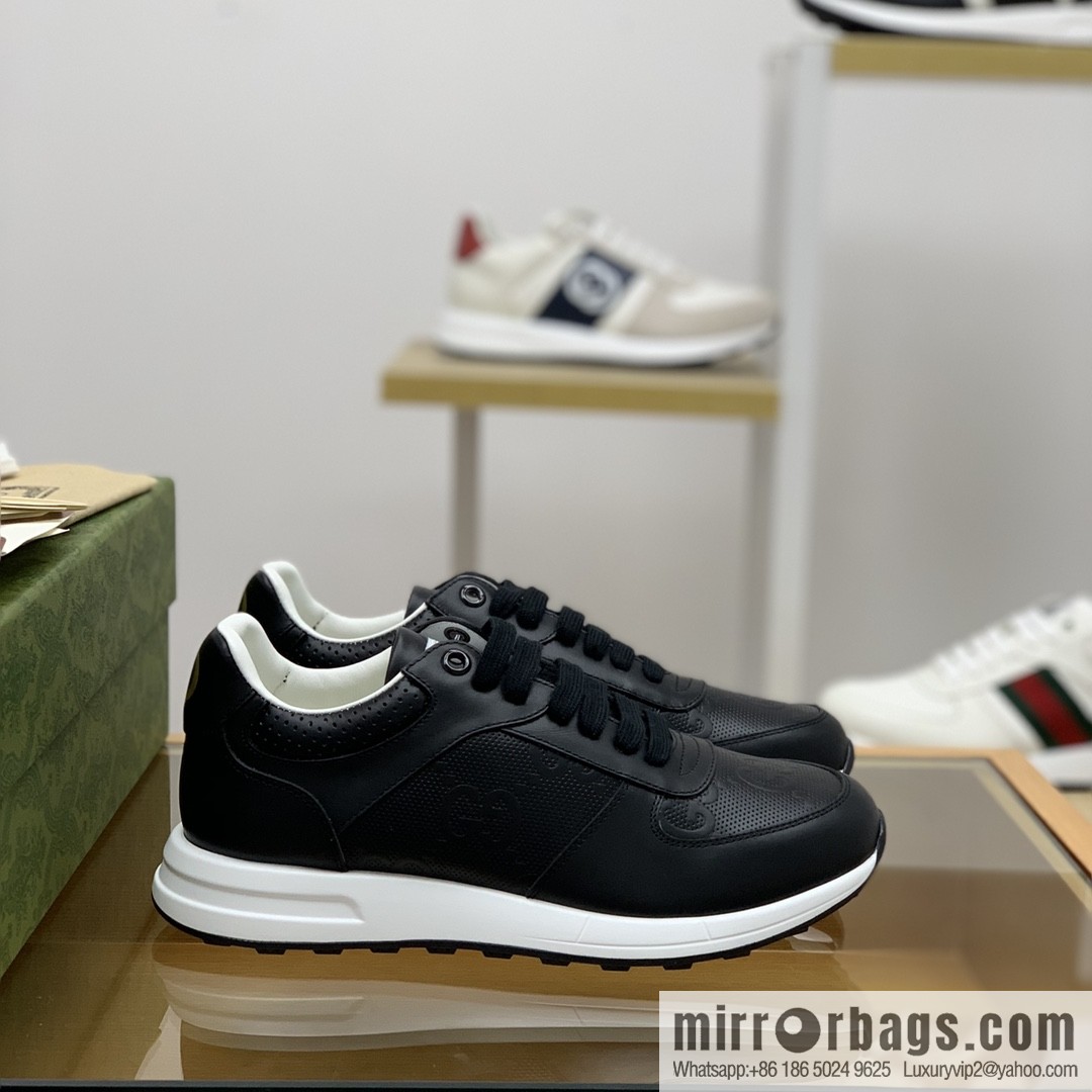 Gucci Gucci uses black letter embossed men's sports running shoes