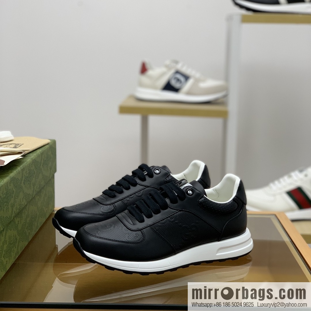 Gucci Gucci uses black letter embossed men's sports running shoes