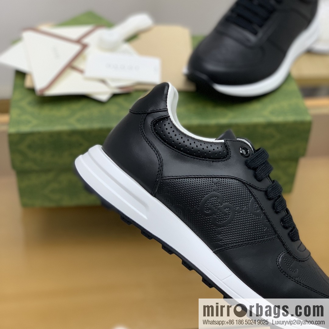 Gucci Gucci uses black letter embossed men's sports running shoes