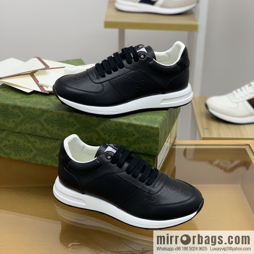 Gucci Gucci uses black letter embossed men's sports running shoes
