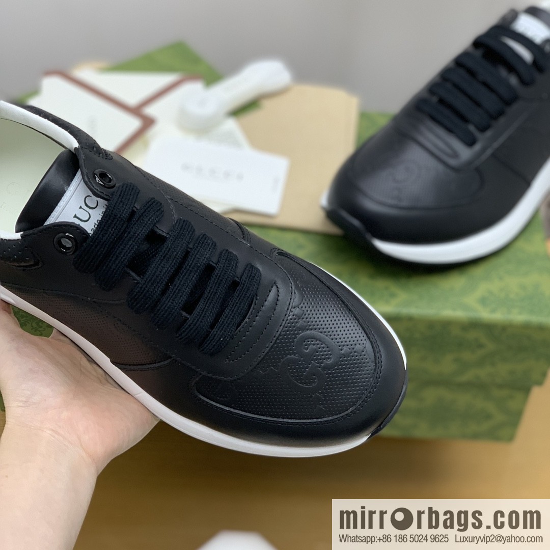 Gucci Gucci uses black letter embossed men's sports running shoes