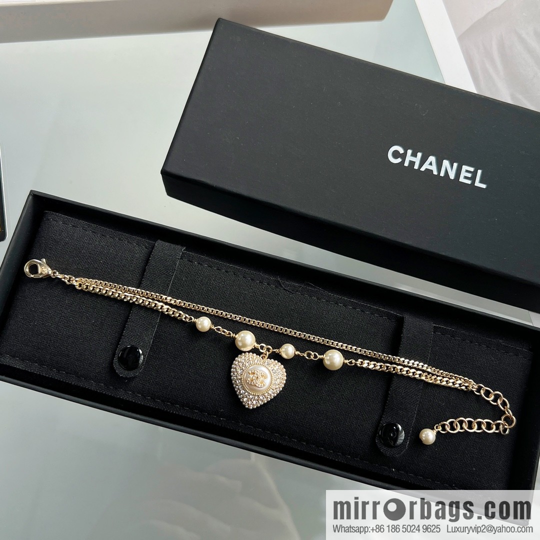 New ☑️ CHANEL Chanel full diamond peach heart double c bracelet