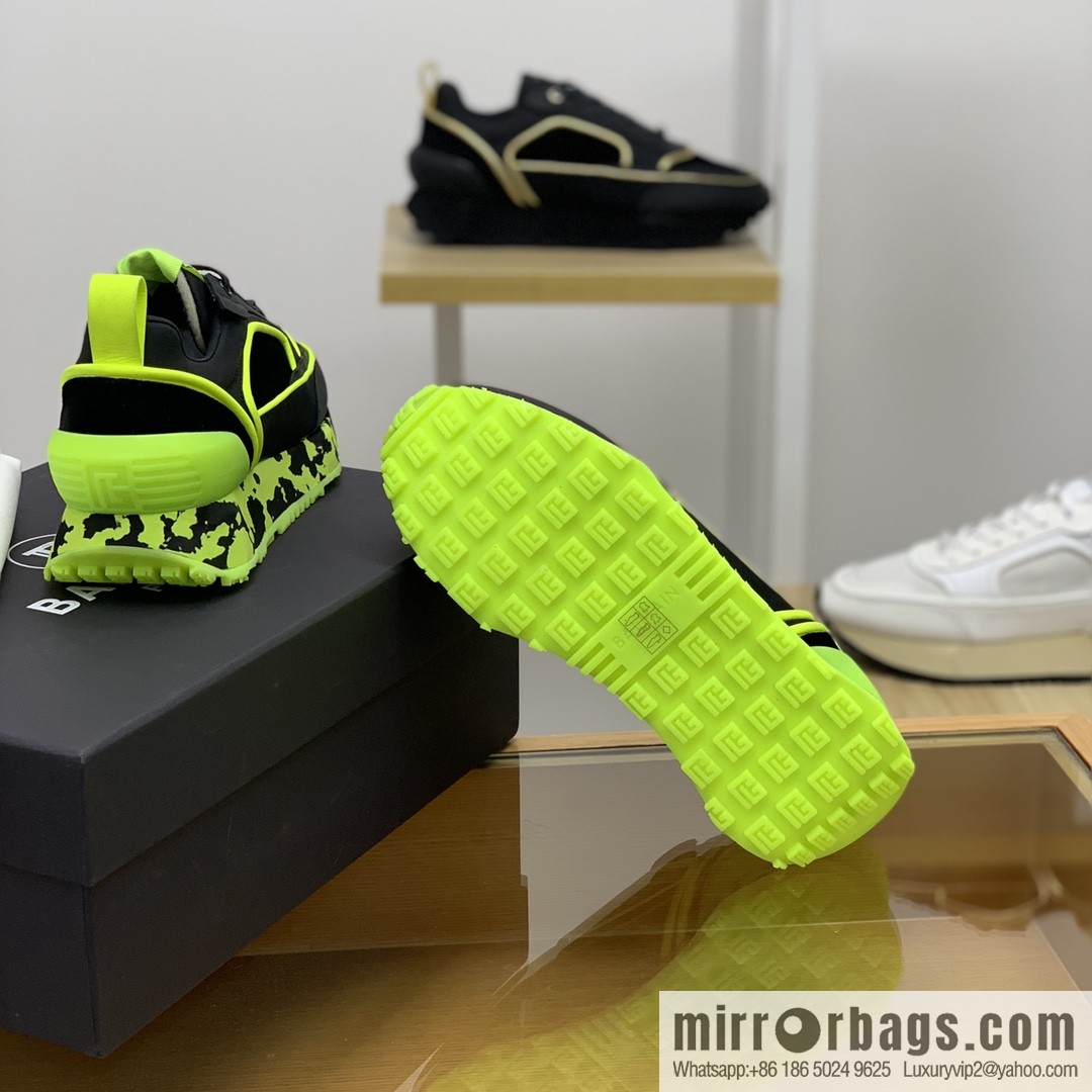 BALMA Balmain, made of calfskin polyester waterproof fabric, turned fur material, men's mecha style Casual Shoes