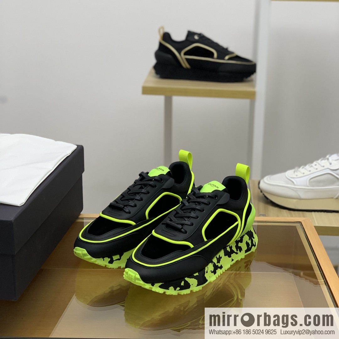 BALMA Balmain, made of calfskin polyester waterproof fabric, turned fur material, men's mecha style Casual Shoes