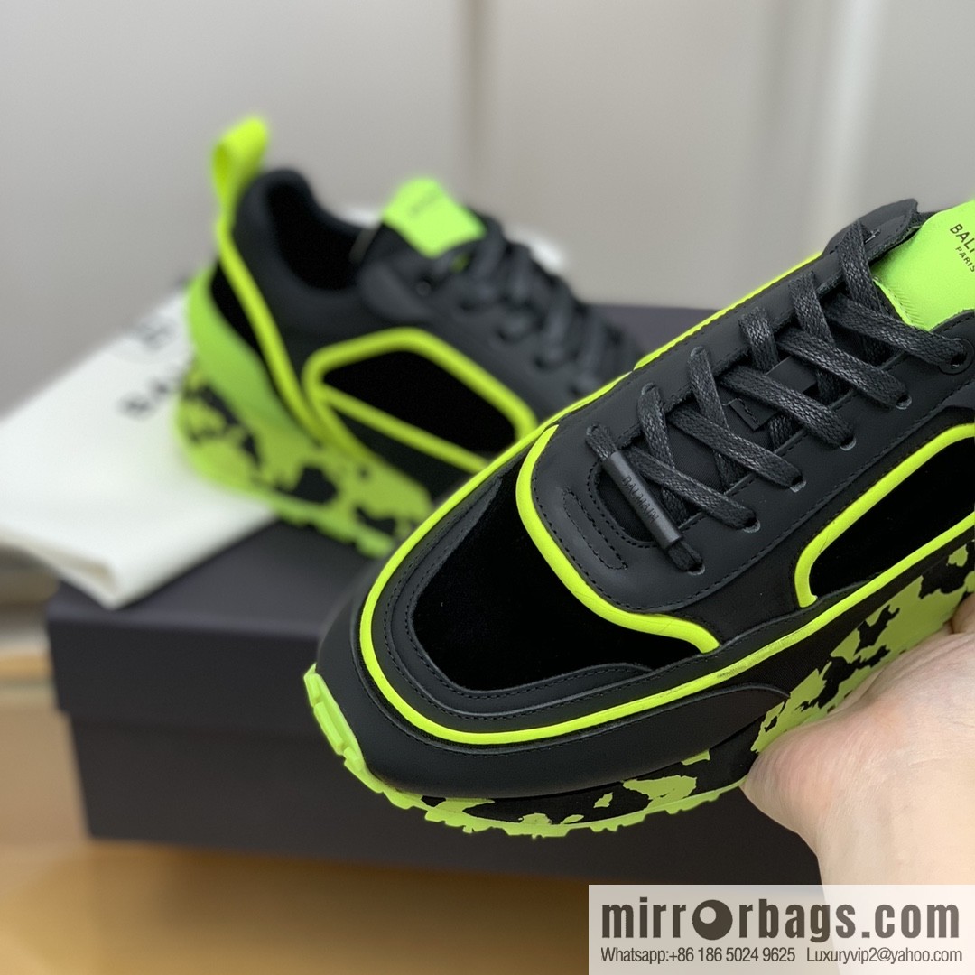 BALMA Balmain, made of calfskin polyester waterproof fabric, turned fur material, men's mecha style Casual Shoes
