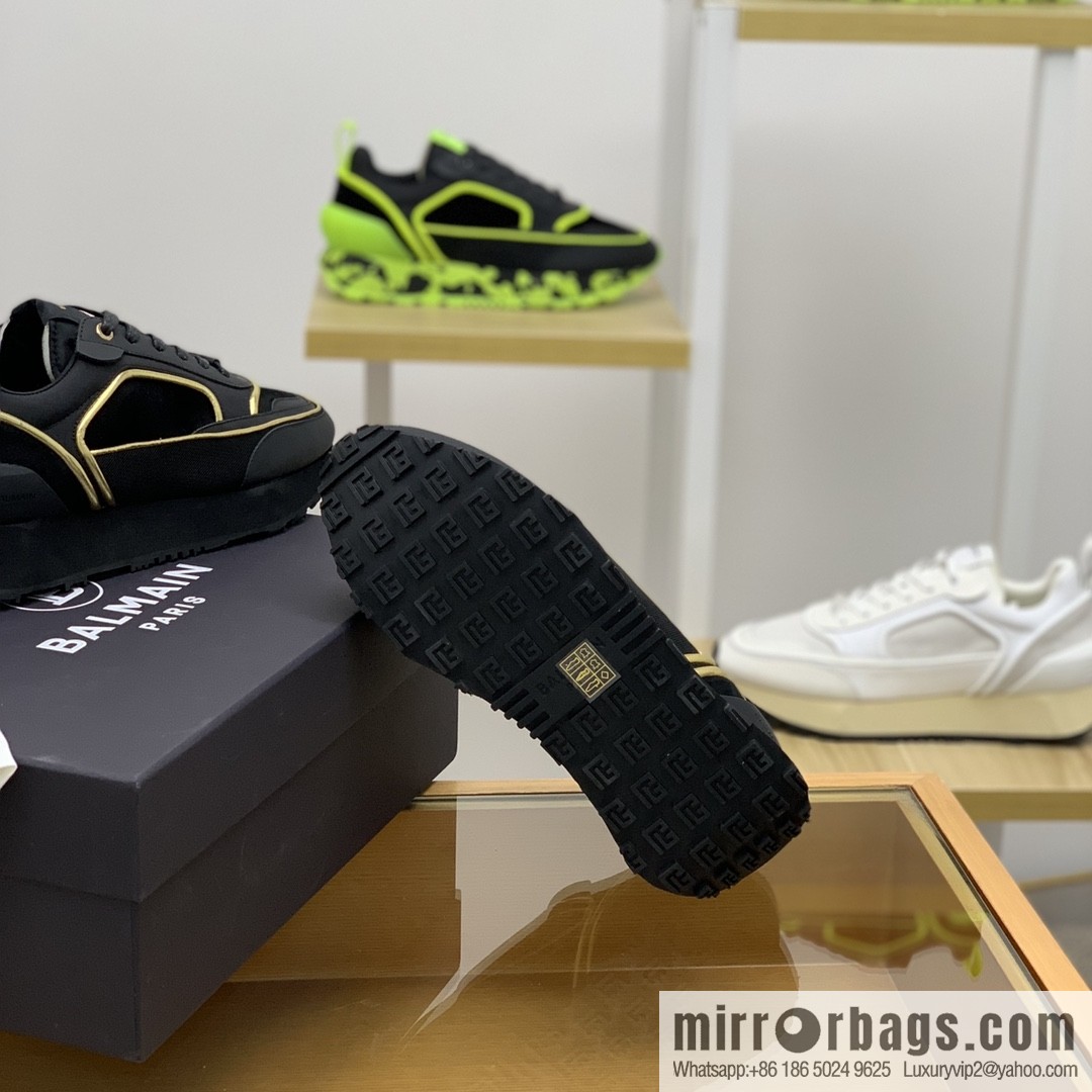 BALMA Balmain, made of calfskin polyester waterproof fabric, turned fur material, men's mecha style Casual Shoes