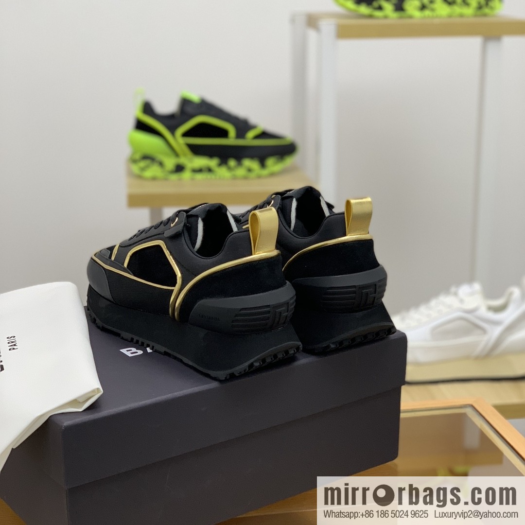BALMA Balmain, made of calfskin polyester waterproof fabric, turned fur material, men's mecha style Casual Shoes