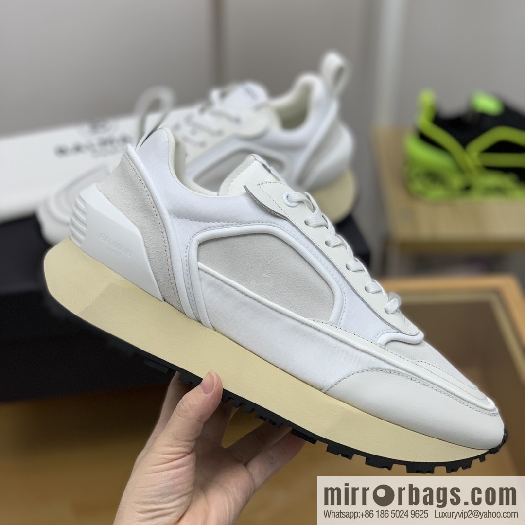 BALMA Balmain, made of calfskin polyester waterproof fabric, turned fur material, men's mecha style Casual Shoes